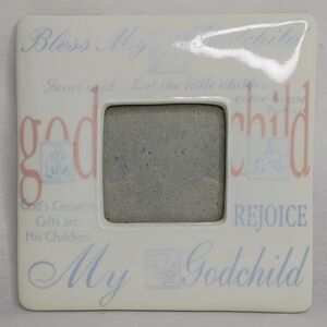 Vintage Godparents Godchild Hand Painted Baby Photos Picture Frame Jesus Gifts